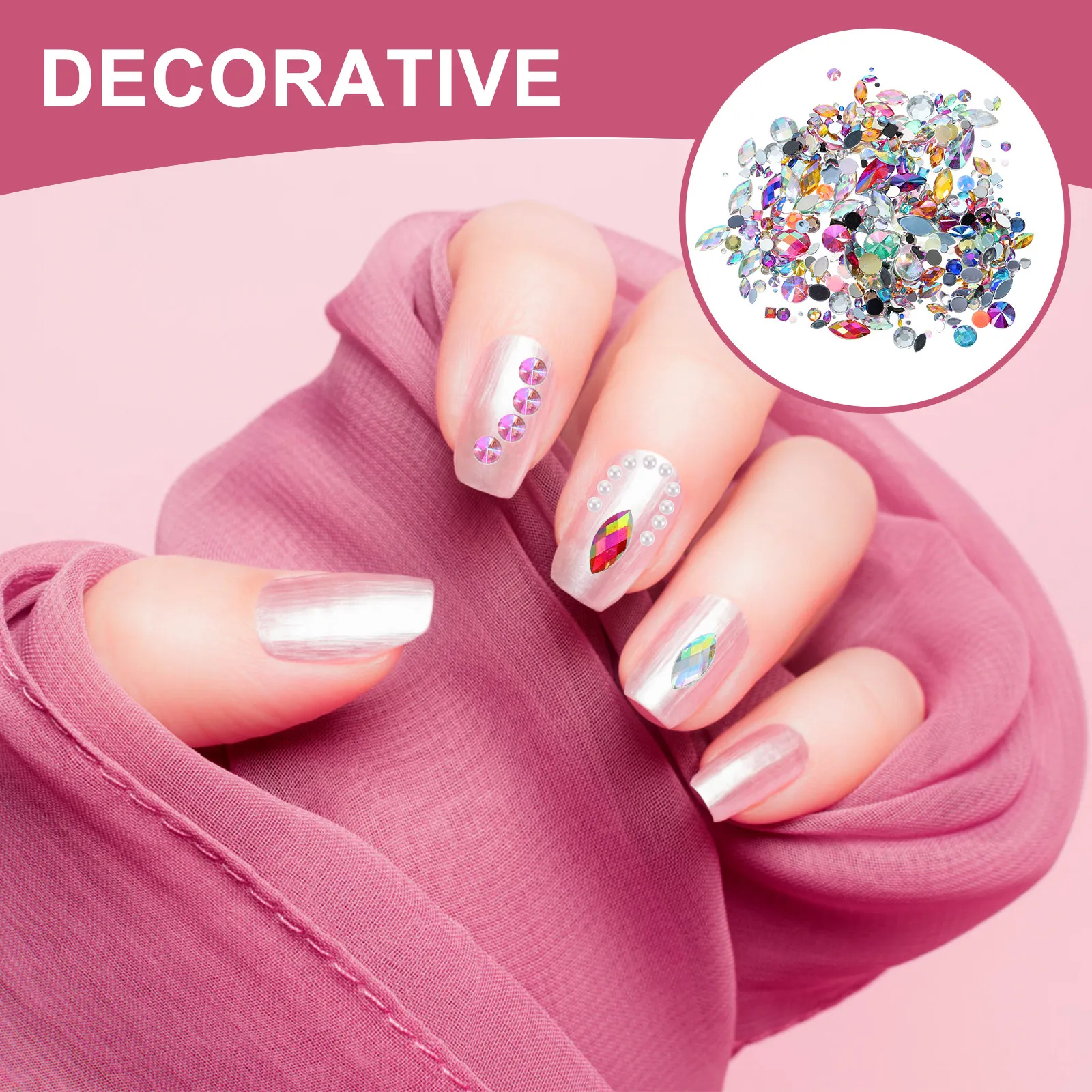 อะคริลิกตกแต่งเล็บแบบแบน 300 ชิ้น สำหรับงาน DIY ตกแต่งเล็บ งานฝีมือ ตกแต่งเคสมือถือ