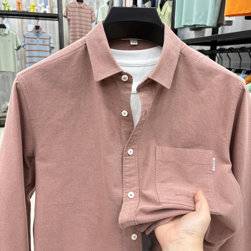 cotton100% men's autumn high quality new shirt wash lapel long sleeves embroidery pocket coat leisure fashion men clothing tops