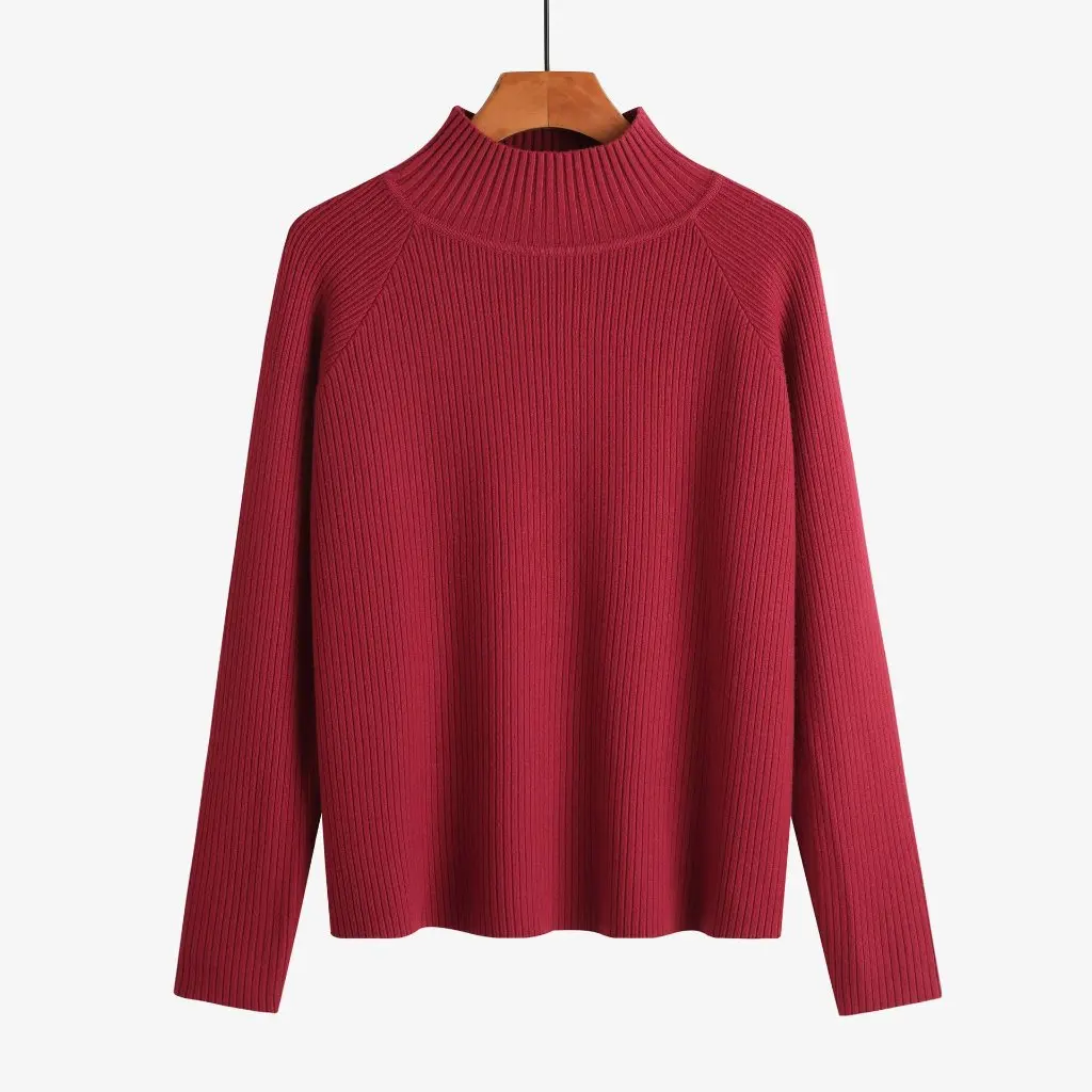 

Women's plus Size Semi-Turtle Neck Sweater Loose Knitted Base Shirt Autumn Winter Fashion Outerwear by