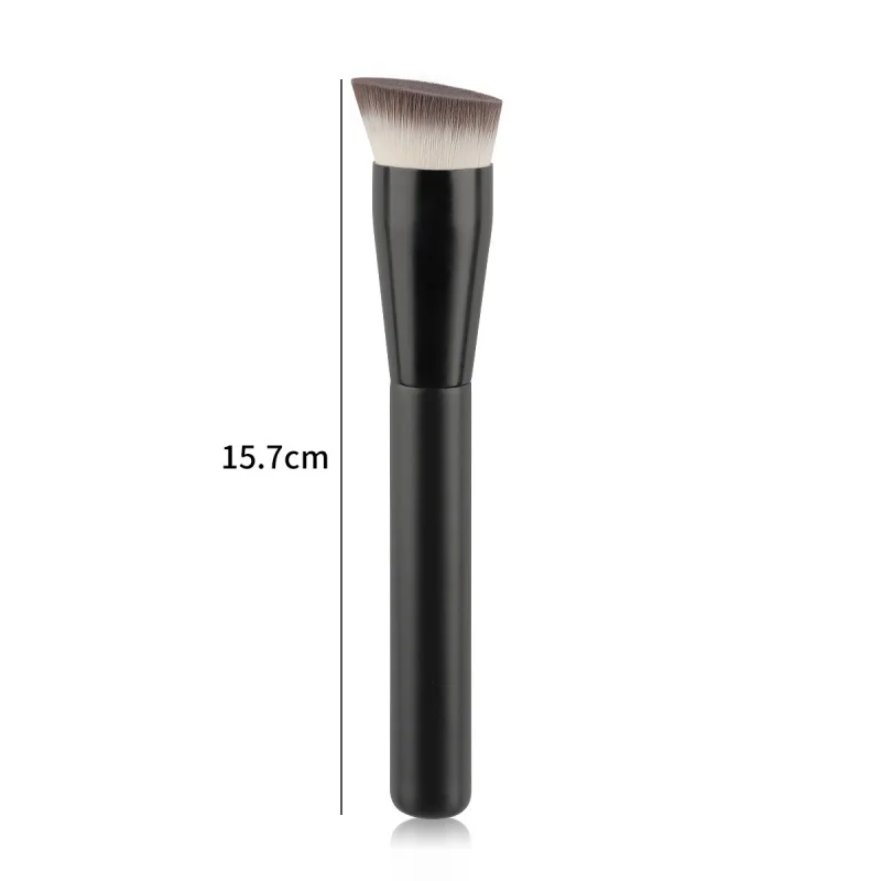 Border Hot-Selling Single Slanted Flat Full Black Seamless Foundation Brush Contour Brush Fiber Hair Thickened Aluminum Tube Mak