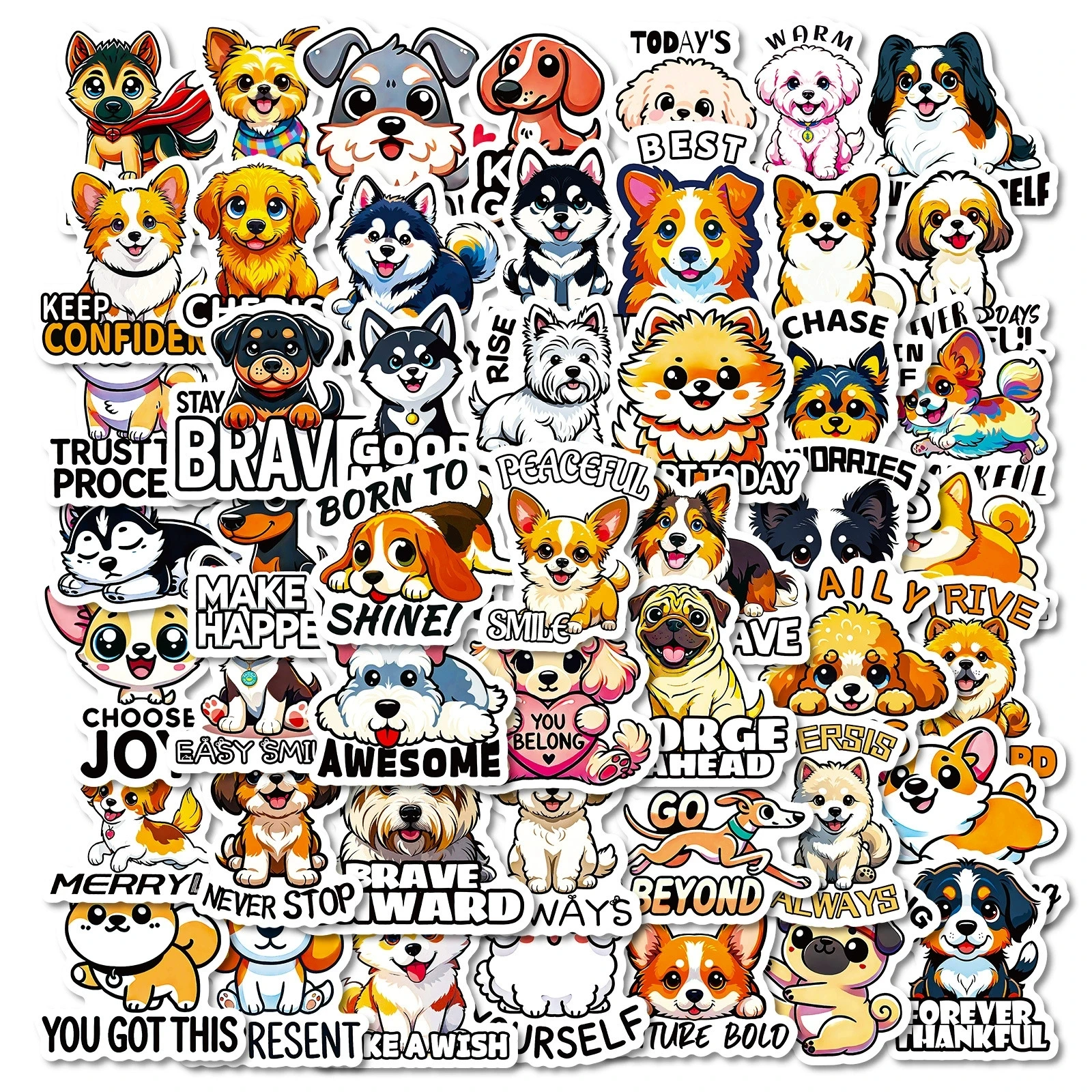 56/118PCS Cartoon Tier Hund/Lebensmittel Text Aufkleber Nette und Spaß Graffiti Notebook Schreibwaren Dekoration Aufkleber