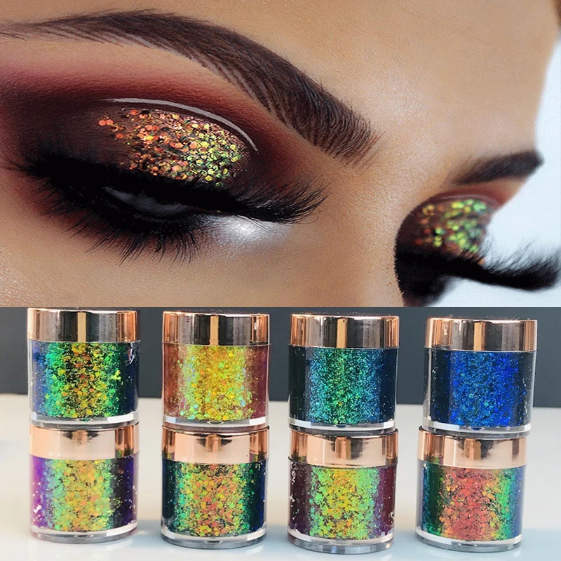 Fard à barrage caméléon 10g, maquillage pour les yeux, poudre métallique, paillettes brillantes, pigment à haute brillance, cosmétique de fête, vente en gros