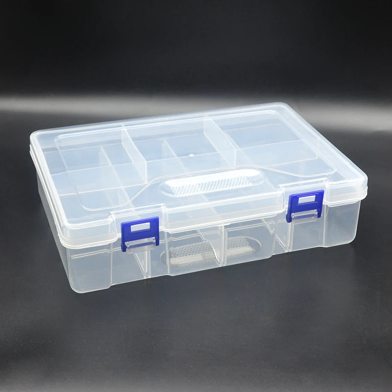 Multi-lattice transparent storage box partitions are adjustable and convenient to use, handicraft parts classification box