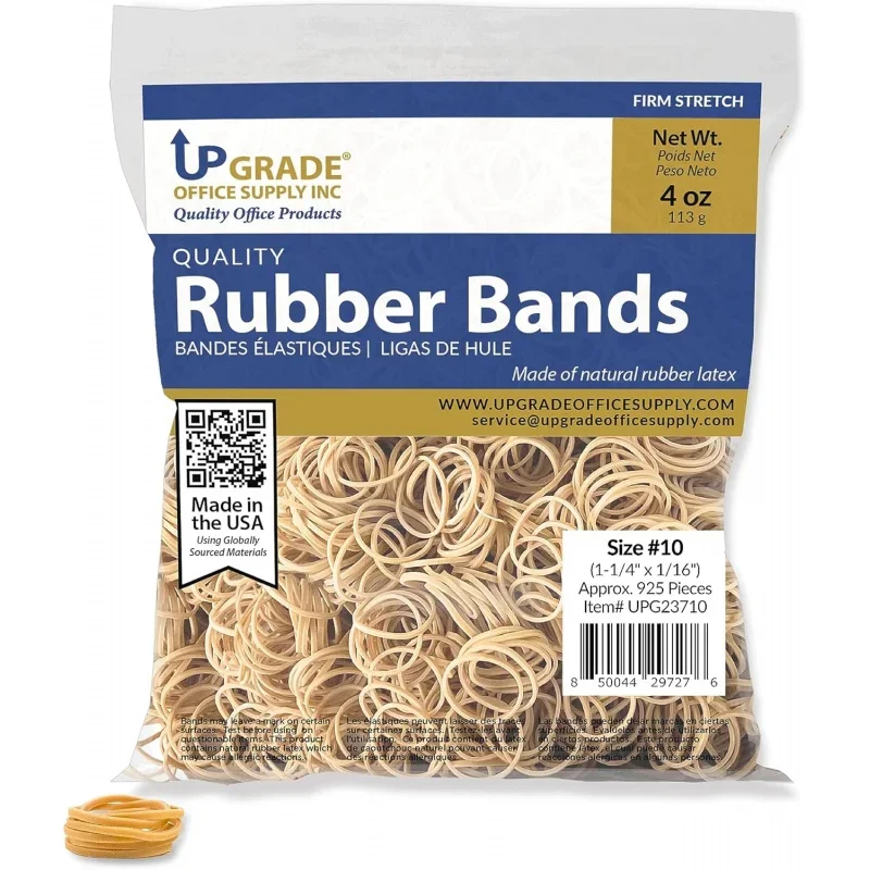 Upg2310cs rubber bands, size #10 (1-1/4x 1/16 ), 4 oz. bags-10 lb. (40 bags total), natural crepe, made in USA