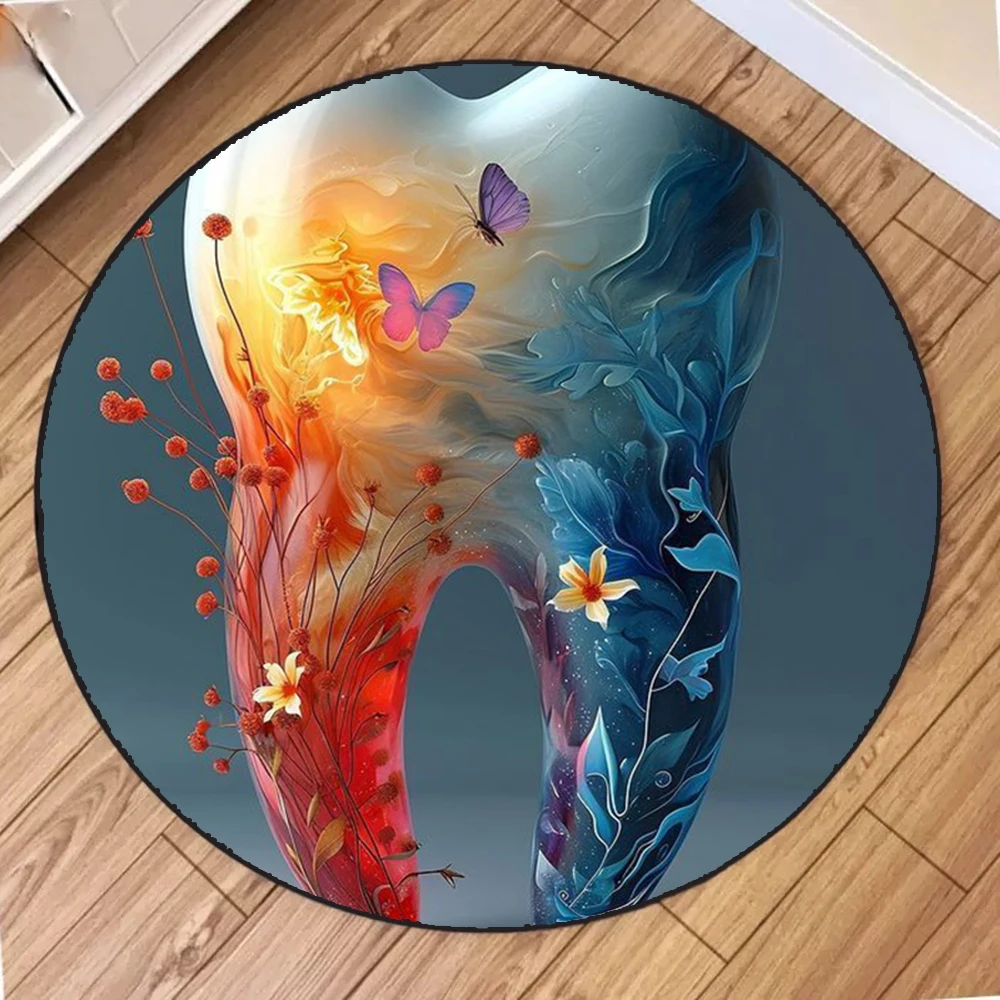 

Funny Tooth-Themed Graphic Floor Mat - Soft Flannel Doormat for Bathroom, Kitchen, Entrance, Playful Home Decor Rug