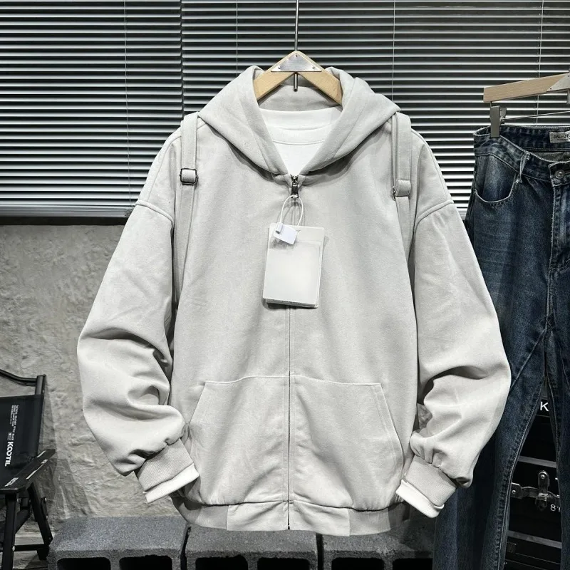 Hooded Loose Coat with Detachable Rabbit Backpack Drawstring Long Sleeve Casual Outerwear Women and Man Daily Streetwear Jacket