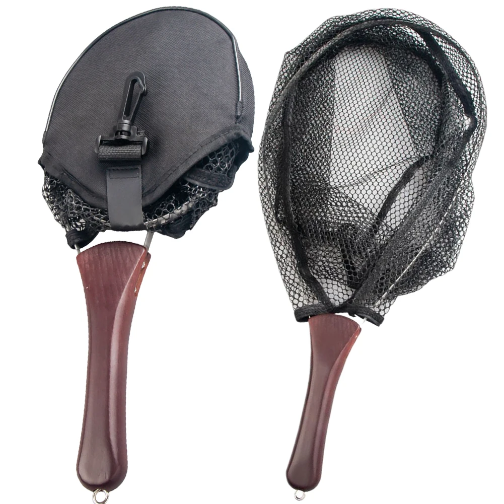 للطي الصيد شبكة أرضية مقبض خشبي الصيد صافي الصيد والإفراج صافي أدوات الصيد في الهواء الطلق التبعي