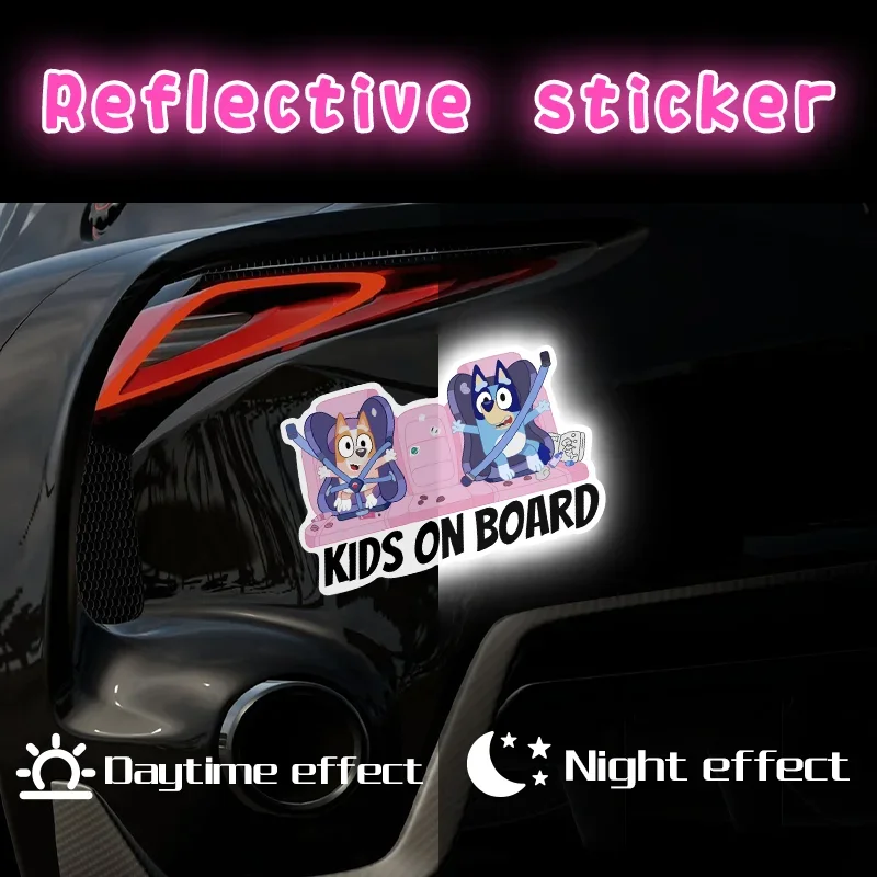 KIDS ON BOARD Car Reflective Stickers Individuality Cartoon Body Scratches Shield Safety Warning Decal Decorative