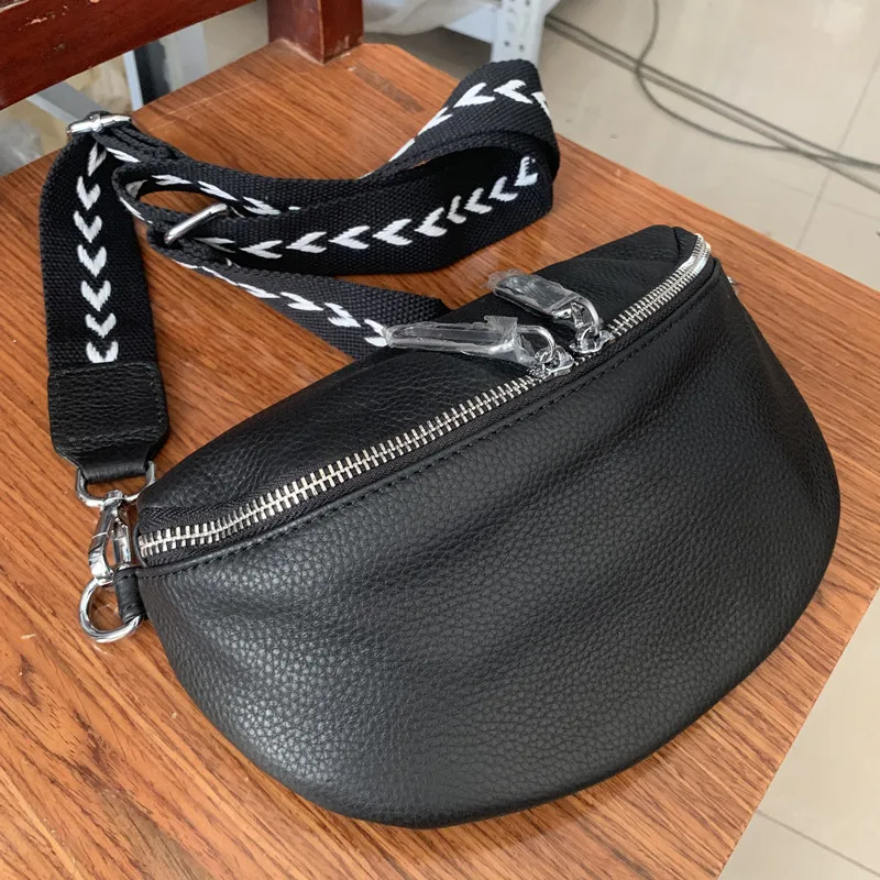 Imagem -04 - Bolsa Crossbody de Viagem de Couro Genuíno para Mulheres Bolsas Casuais Alça Larga Cinto Diário Fanny Packs Design Feminino 2023