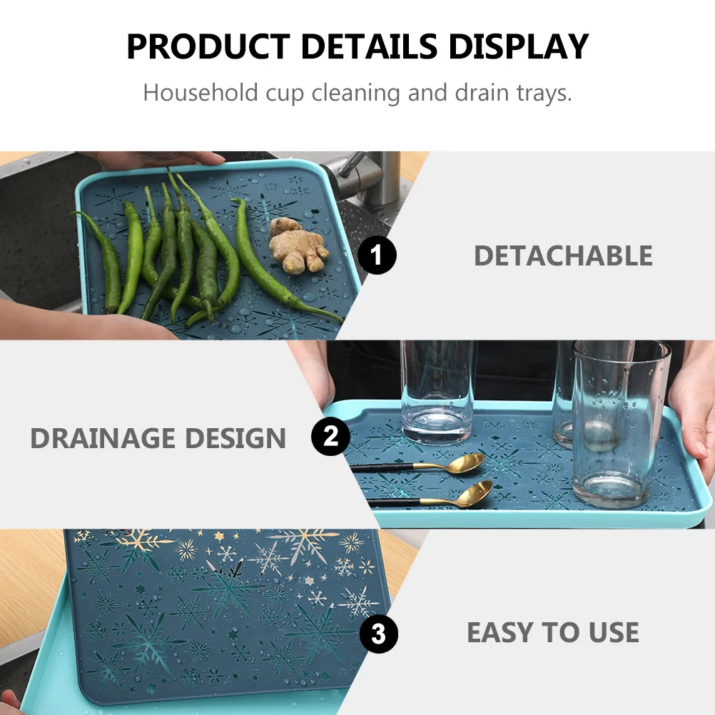 

2pcs Rectangular Drain Tray Double Layer Plastic Drain Tray For Kitchen Cup Fruit Vegetable Storage Drying Rack