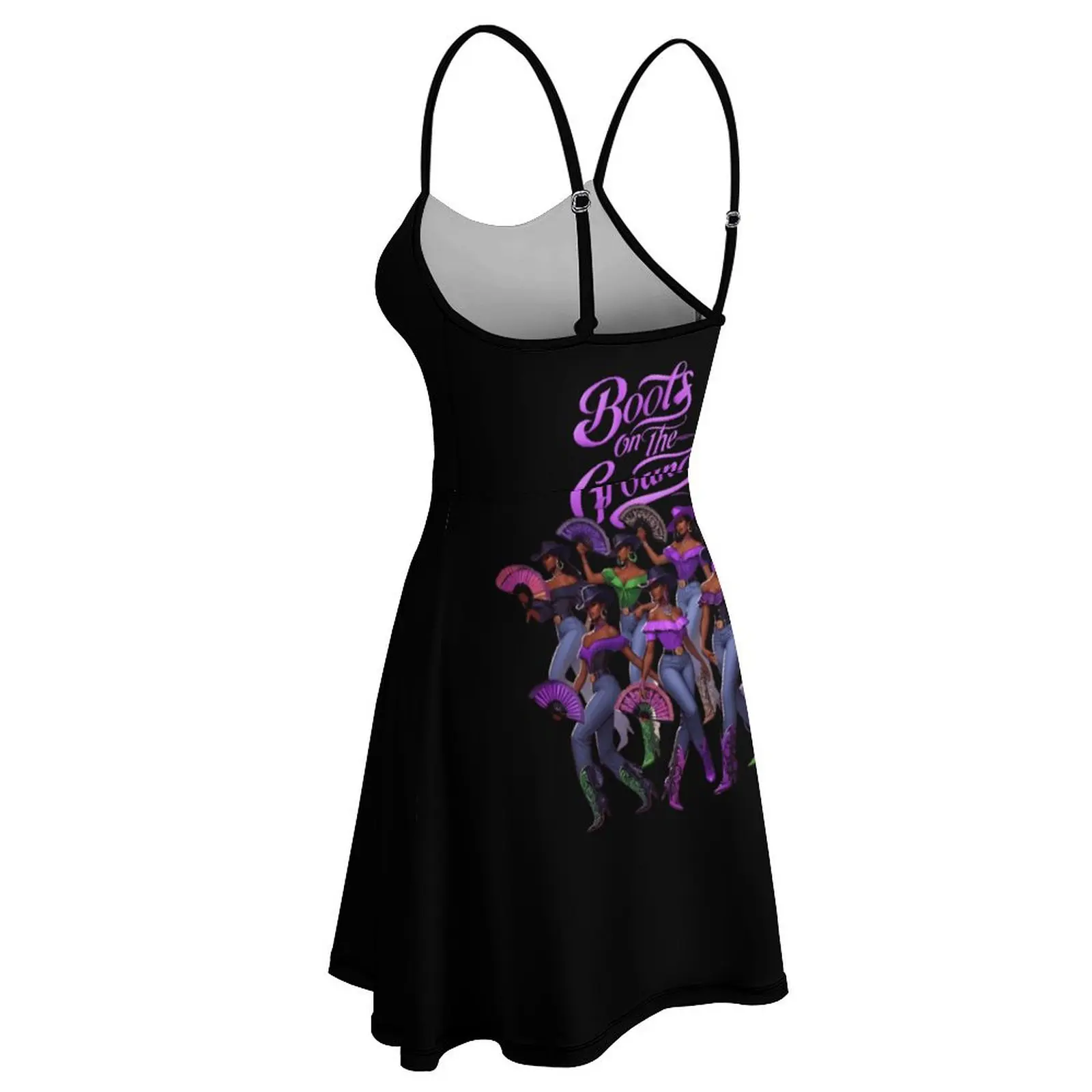 Exotic Boots on Ground Dance Women's Sling Dress Novelty  Vacations  Woman's Gown Strappy Dress Graphic Vintage