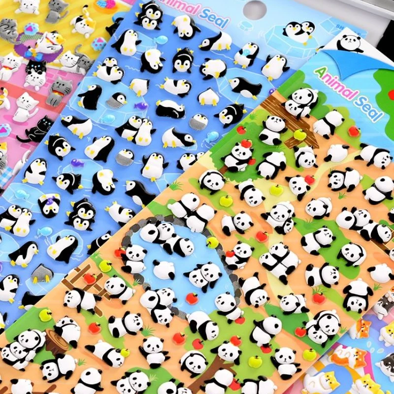 4 pcs/lot Cute Animal Foam Penguin Panda Shiba 3D Decorative Stationery Stickers Scrapbooking DIY Diary Album Stick Label