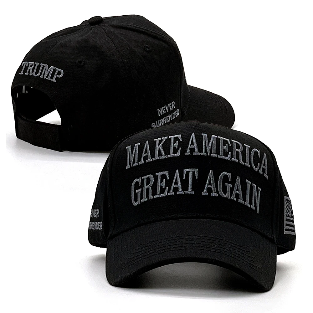 Elon Musk Black MAGA Hat Donald Trump 45-47 Never Surrender Hat Trump 2024 Hats USA Flag MAKE AMERICA GREAT AGAIN Baseball Cap