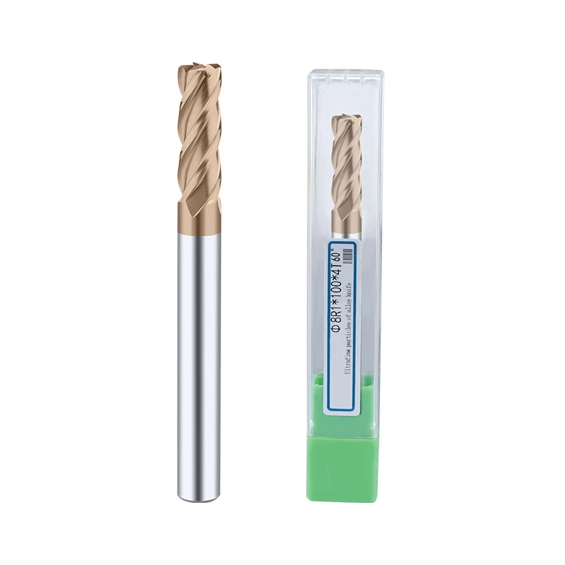 Oyyyu 4 Fluit Hrc60 Hoek Radius Endmills Verlengen Ronde Neus Einde Molens Wolfraam Staal Frees Carbide Cnc R1 R0.5 50-150