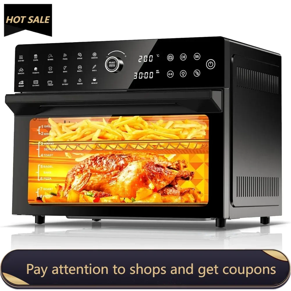 

32QT Extra Large Air Fryer, Toaster Oven Air Fryer Combo, 1800W Preset Dual Cook, 13"Pizza Cooking, 20-in-1 Double-Rack Oven