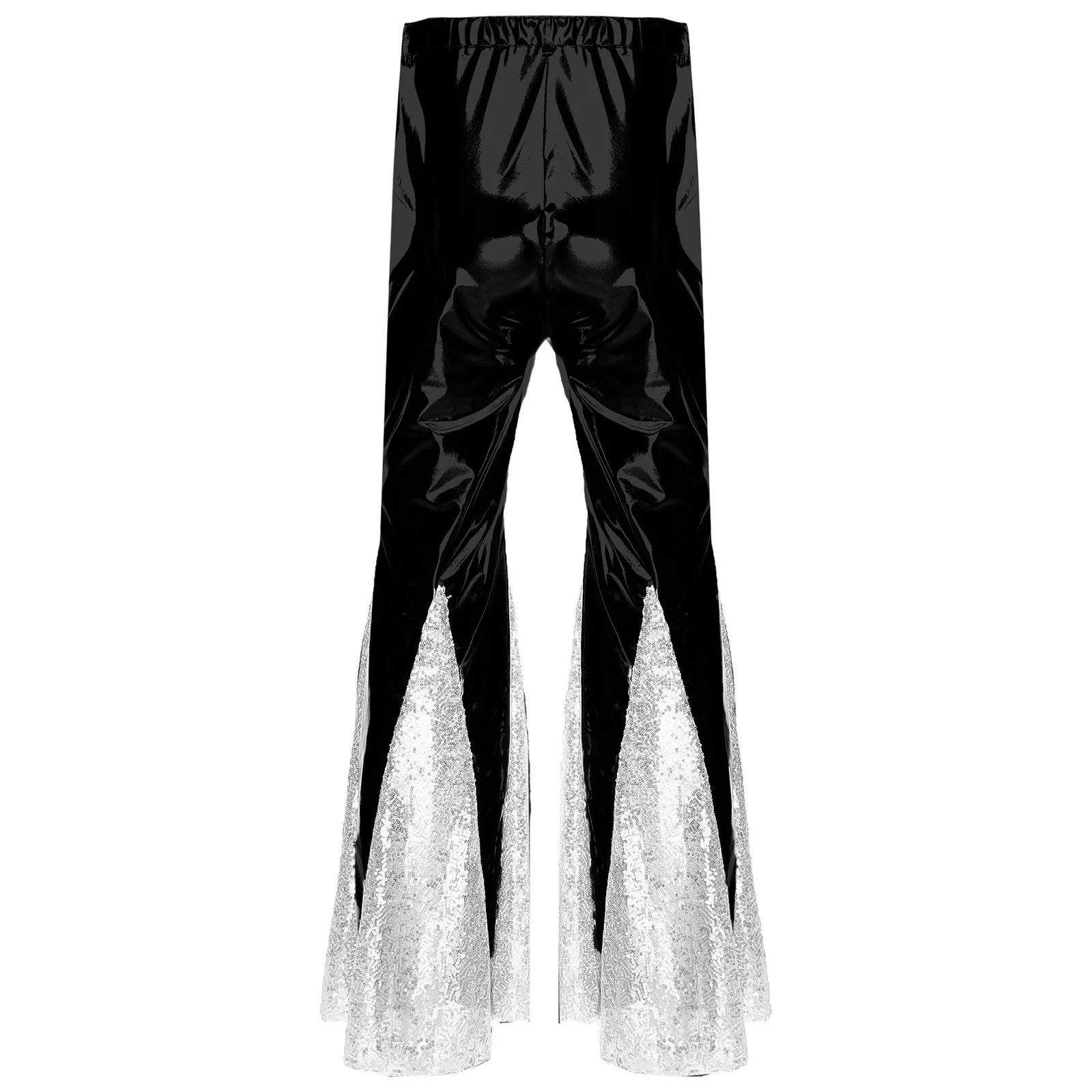 Pantaloni svasati da ballo vintage hippie da discoteca anni '70 Pantaloni svasati da performance di danza jazz con fondo a vita alta metallizzato alla moda da uomo