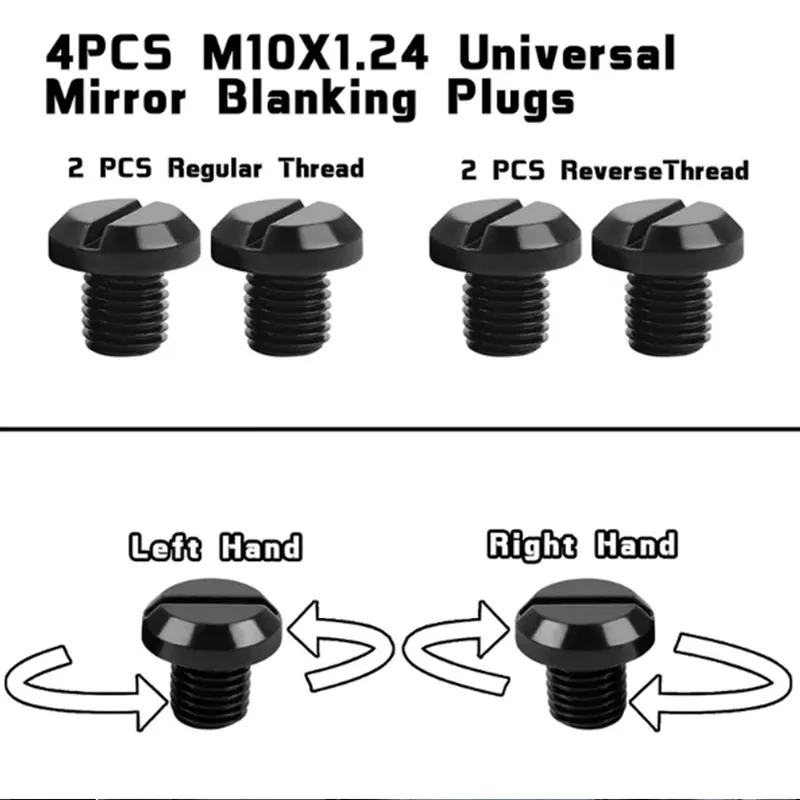 4 Stuks M10 X 1.25 Cnc Motorfiets Spiegel Gat Blanking Pluggen Schroeven Bouten Linker Rechter Draad Spiegel Gat Caps Universele Fit