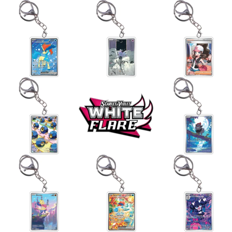

Pokemon Keychain Card Zorua Hilda Keldeo Gothorita Joltik sv11w White Flare Anime Game Self Made Acrylic Gift Pendant Decoration