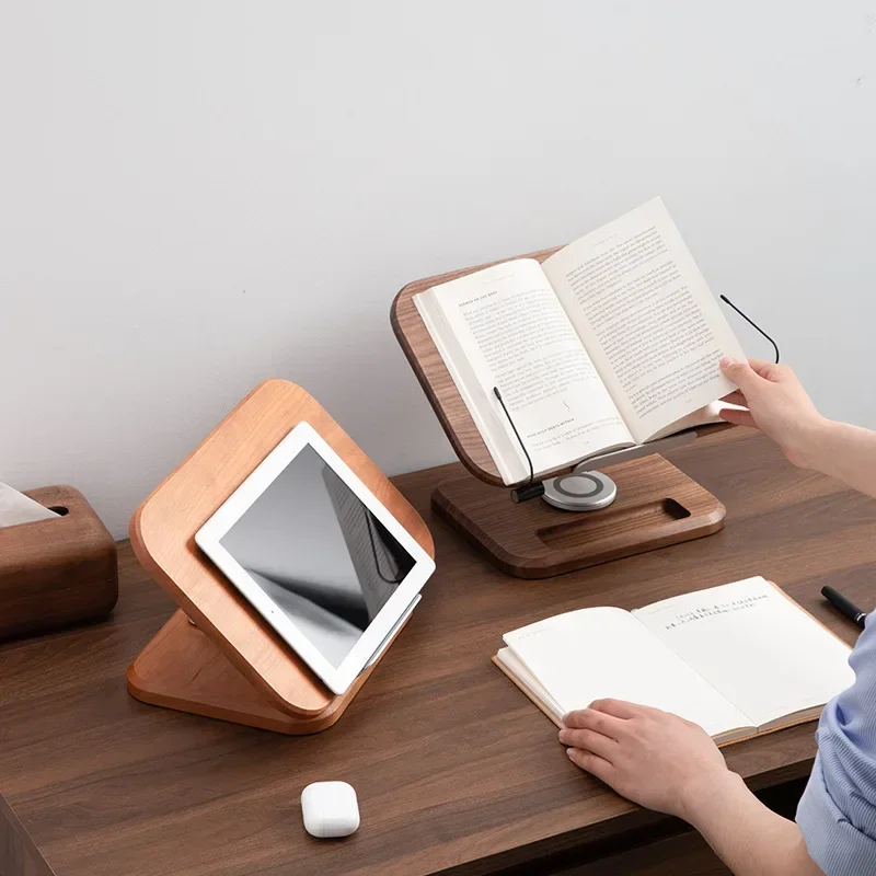 Solid Wood Multifunctional Reading Stand for Children Reading, Wooden Adult Reading Computer Stand for Readers