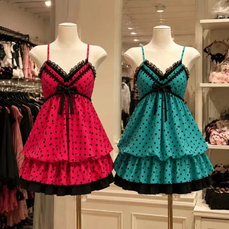 Kawaii Japanese Harajuku Spaghetti Strap Dress Women Y2K Floral Print Slim Mini Aesthetic Summer Casual Daily Dress