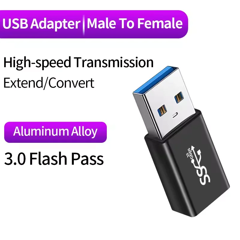 NNBILI USB3.0 Stecker auf Buchse rechtwinkliger Verlängerungsadapter USB-Upward-Winkel 90-Grad-Adapter 10 Gbit/s für Laptop-PC-Anschluss