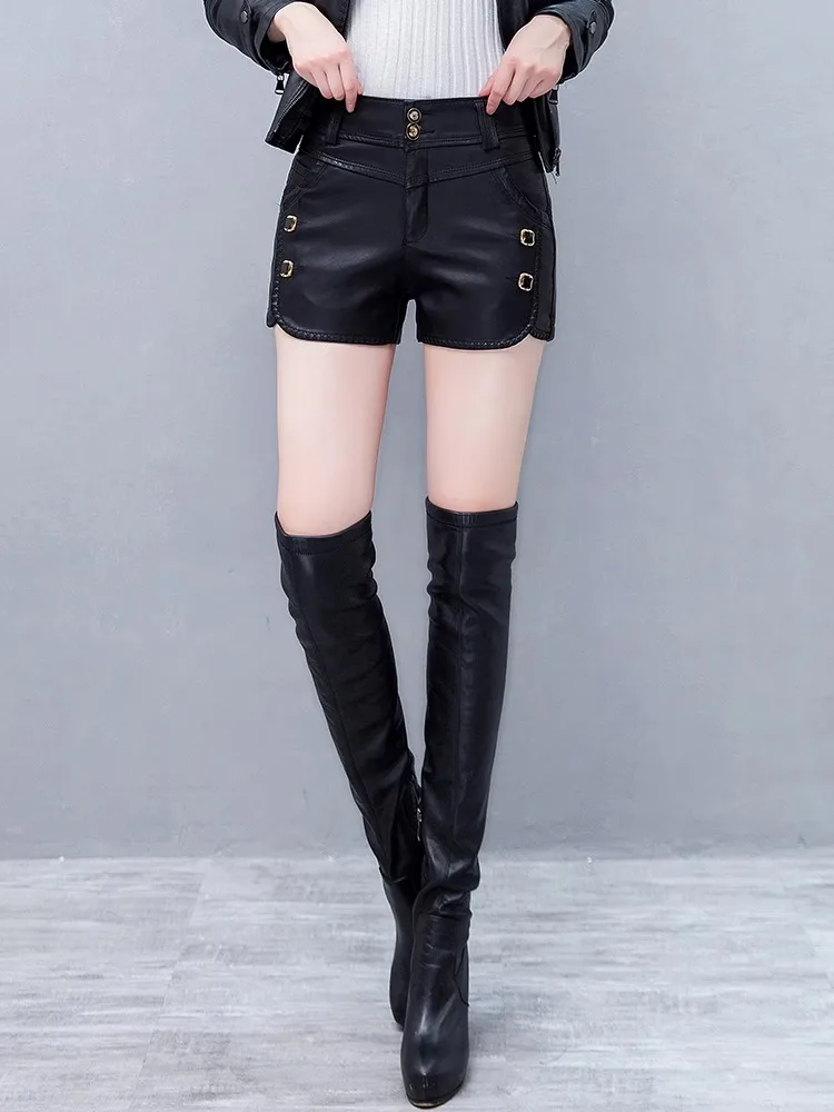 

Модные женские повседневные брюки из искусственной кожи с высокой талией, широкими штанинами и А-образным силуэтом, осенне-зимняя новинка, утягивающие брюки