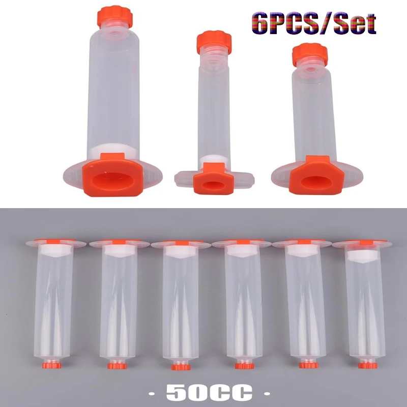 6PC Dispensing Cylinder Syringe PP Tube Flux Container USA Type Glue Cockroach Cartridge Barrel 3/5CC 10CC 30CC 50CC Sub-Packing
