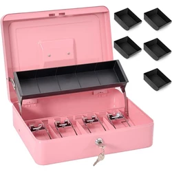 Cash Box Locking Cash Box with Lock Money Box with  Cash Tray Lock Safe for Storage with Key Money Saving Organizer