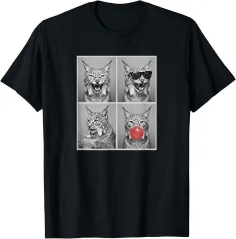Y2K Katze Tiger Luchs Lustiges Luchs-T-Shirt Humor Niedlicher Tierdruck Grafik Damen Herren Kleidung Baumwolle Mode Streetwear Persönlichkeit – Detail 8