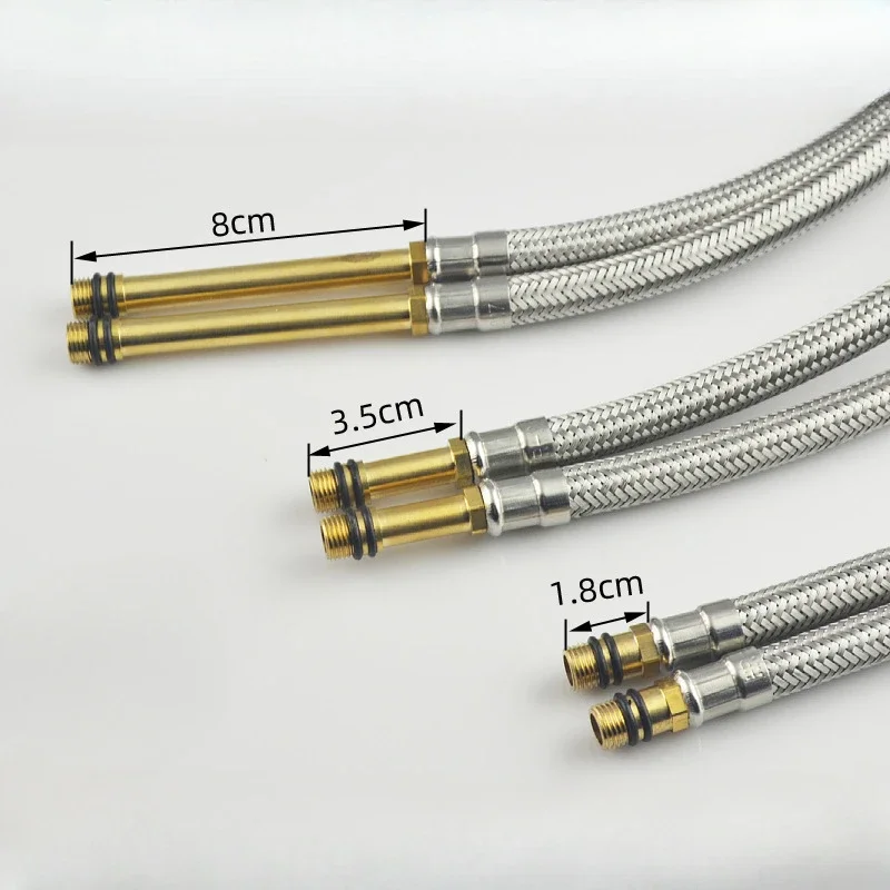 304 Stainless Steel Braided Pointed Hose, Washbasin Faucet Accessory, Cold and Hot Water Inlet High-pressure Pipe 1/2