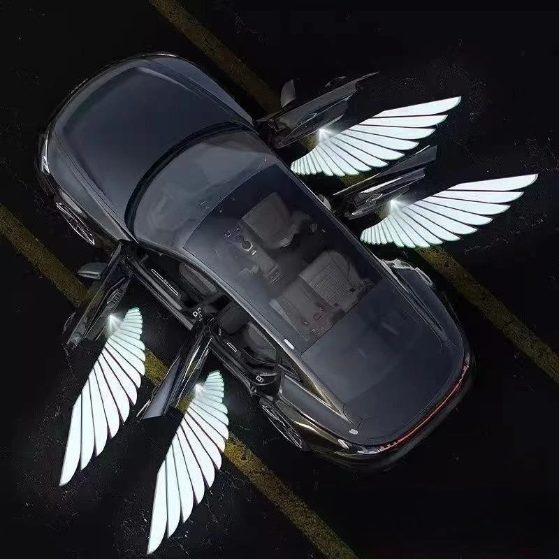1PC Angel Wings Door Projection Light Car Welcome Light Floor Light Car Decoration Wire-free Car Door Opening Sensor