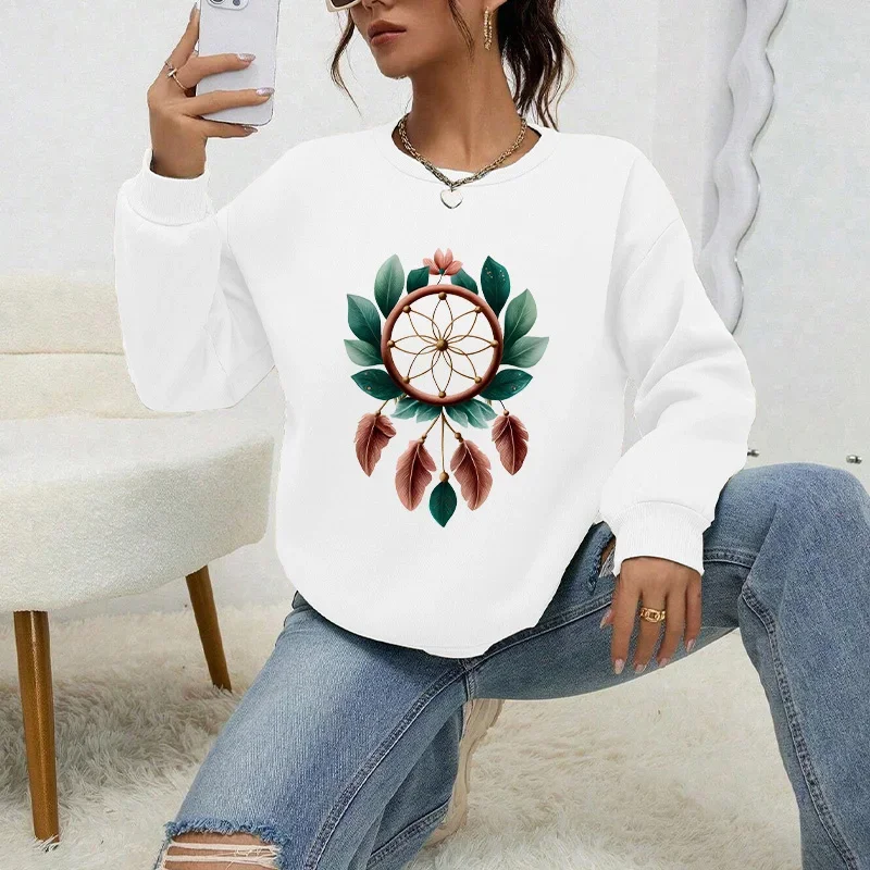 Gran oferta de sudaderas para mujer con estampado Retro, Tops informales con cuello redondo, jersey para deportes al aire libre y trotar, ropa de calle de manga larga para mujer