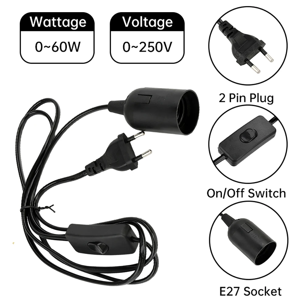 LED電球用スイッチワイヤー付き電源コードケーブル、e27ランプベースホルダー、ハンギングランプソケット、ライトアクセサリー、フィクスチャー、1.8m