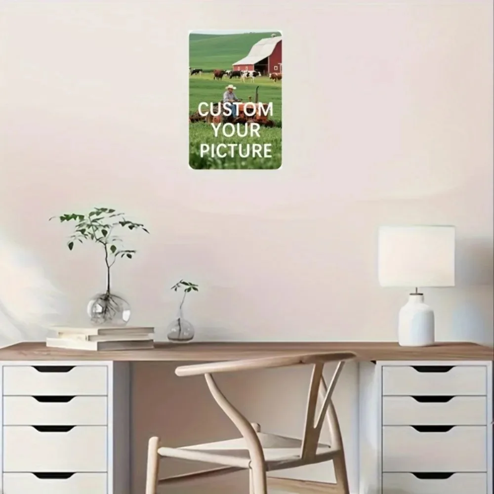 8×12Inch 20×30CM Personalized Custom Retro 2D Flat Wrought Metal Poster Custom Photo Text Waterproof Home Bar Cafe Office Wall D