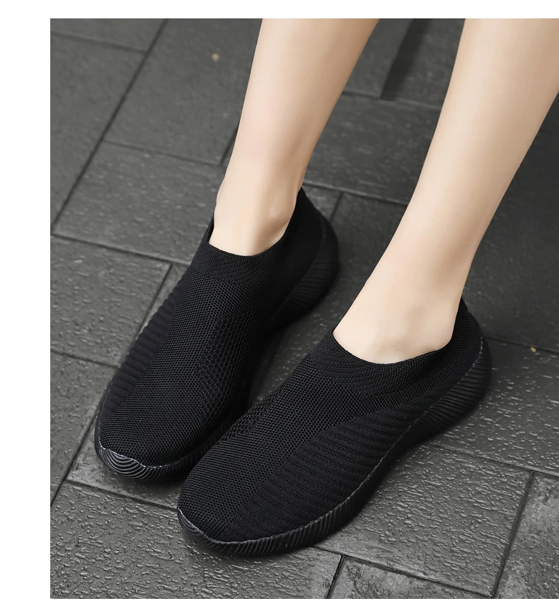 Damen Vulkanisierte Schuhe Atmungsaktive Mesh-Gewebe Einfarbige Sportschuhe Flache Schuhe Rutschfeste Damen-Loafer Walkingschuhe 35-43 – Detail 20