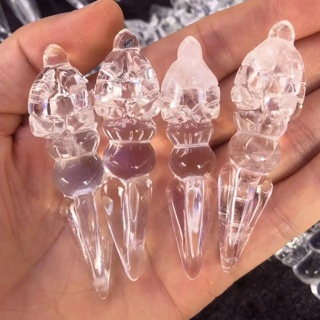 New Natural Clear Crystal Pendant Cross King Kong Pestle Pout Bell Axe Magic Pestle Magic Necklace for men and women pend - view 6