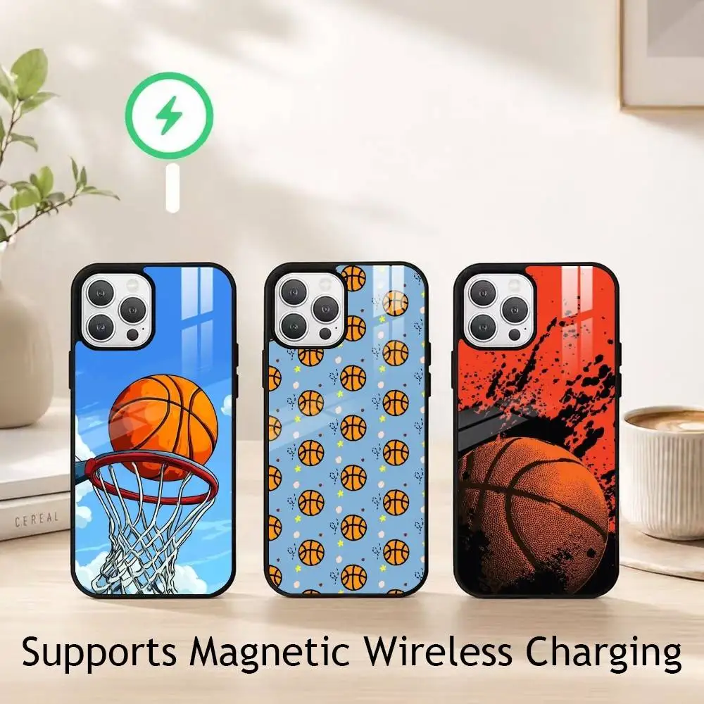 

Sport B-Basketball Ball Phone Case For iPhone17,16,15,14,13,12,11 Plus,Pro Allows magnetic wireless charging