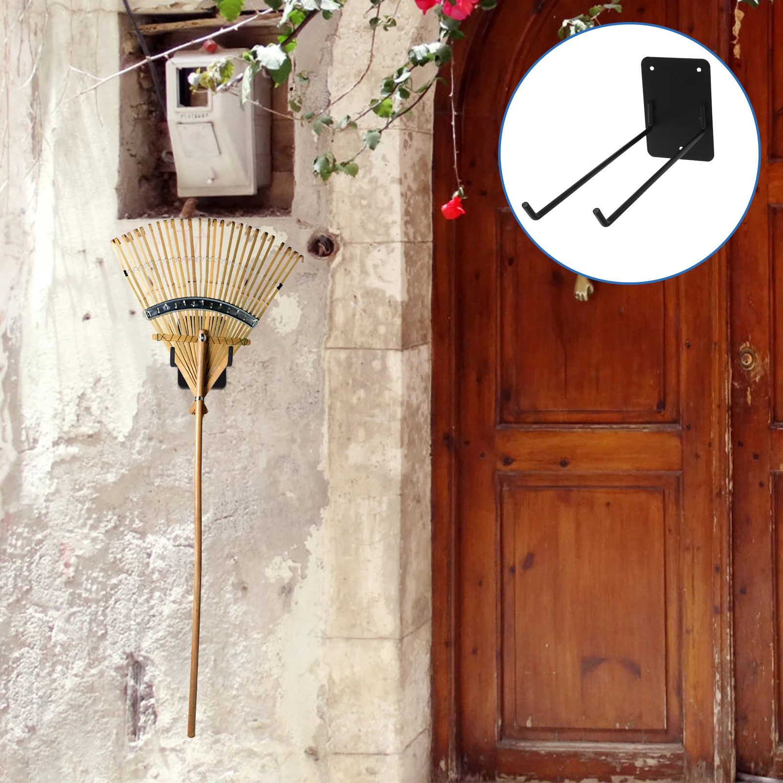 

1pc Wall Mounted Tool Organizer Metal Broom Mop Holder Rack For Garage Shed Yard Storage Broom Hanger Mop Hanging Hook Garden