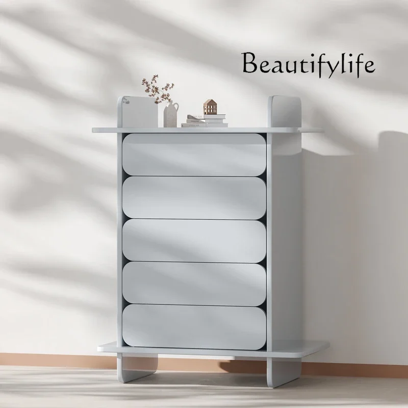 Leichte Luxustruhe aus massivem Holz, minimalistischer Spind im Schlafzimmer, einfacher moderner Eimerschrank, Farbaufbewahrungsschrank