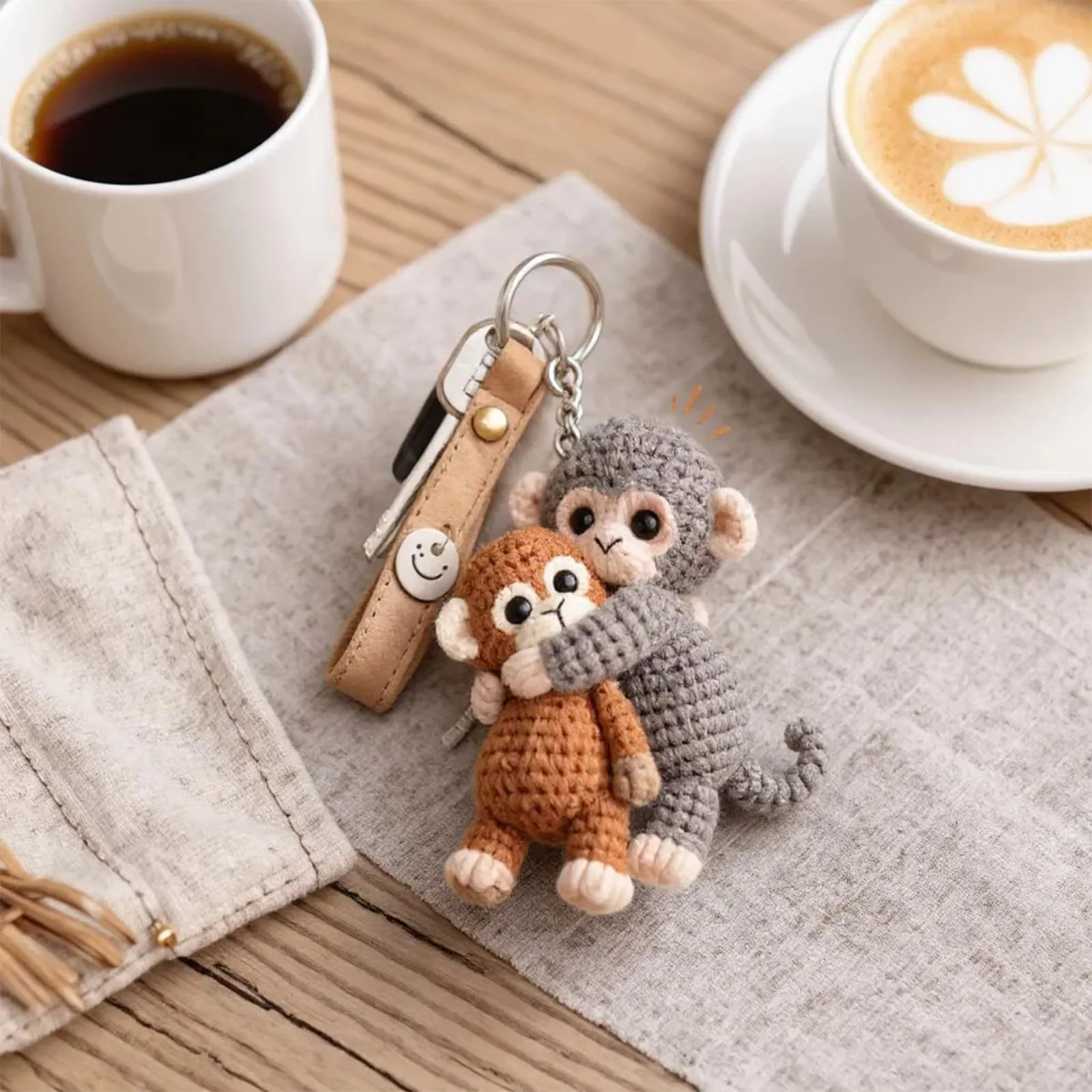 Cute Viral Monkey Keychain Charm, Hugging Monkeys, Durable Acrylic, Lightweight Portable Bag and Key Decoration