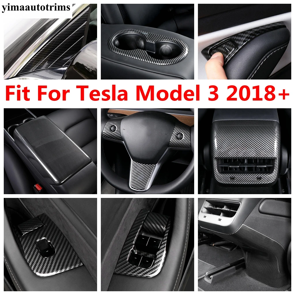 

Pillar A Frame / Window Lift / Water Cup / Seat Adjust Button/ Steering Wheel Cover Trim Accessories For Tesla Model 3 2018-2021