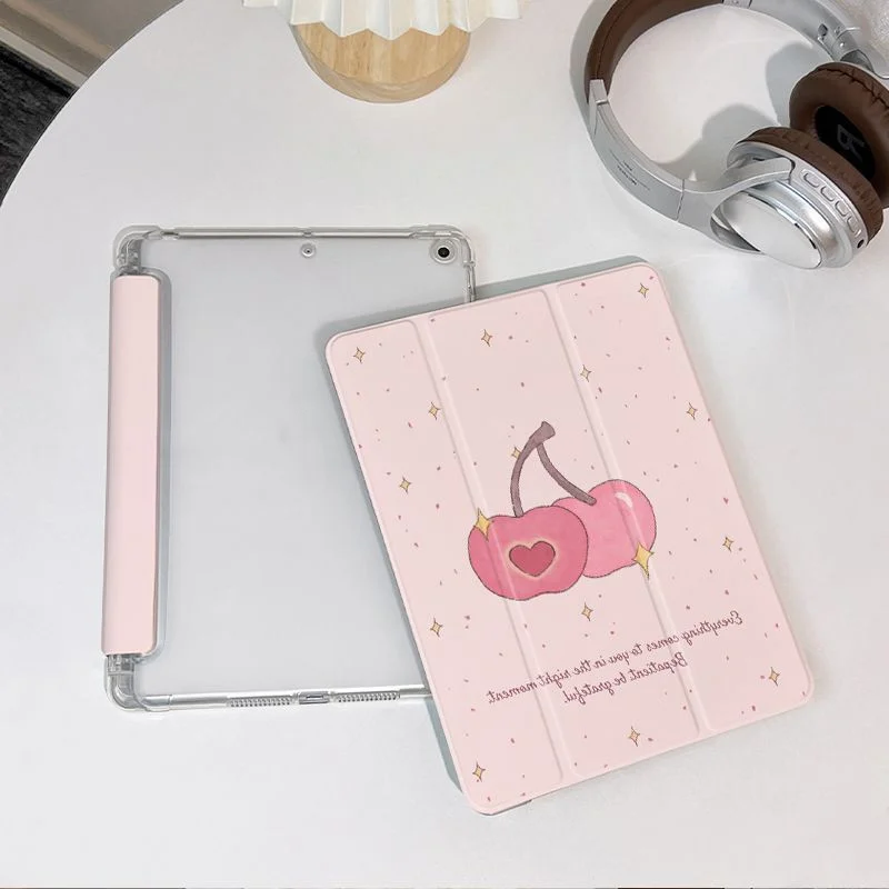 Pink Star Cherry Tablet Case For iPad 11th A16 10 9 8 7 5 Pro 13 11 M5 M4 M3 M2 12.9'' Air  4 3 2 1 Mini 7 6 8.3'' Cover
