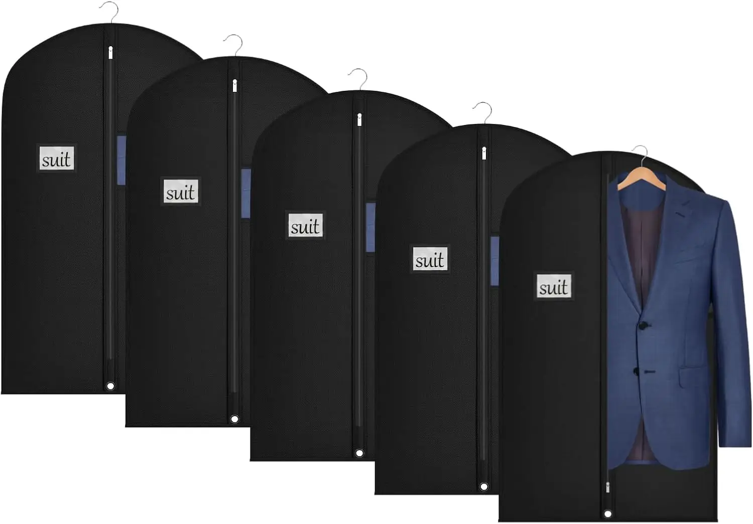 

40-inch Garment Bags with Clear Window, 5 Pack for Suits Jackets Skirts Storage
