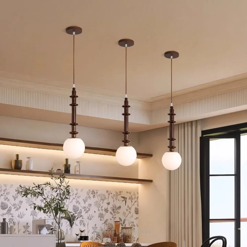 

French Wabi-sabi Pendant Light,Nordic American Retro Style,Metal&Glass,for Bedroom Bedside Guesthouse Bar, Designer Hanging Lamp