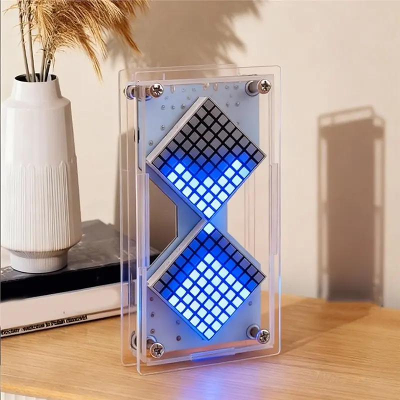 AC23-LED Dot Matrix Gravity Sensor Cyberpunk Style Hourglass Custom Countdown Timer Clock 01- 99 Minutes Customizable Counting D