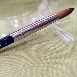 Black Metal Handle Kolinsky Sable Round 1PCS Nail Art Acrylic UV Gel Builder Painting Drawing Brushes Pens Cuticle Pusher Tool