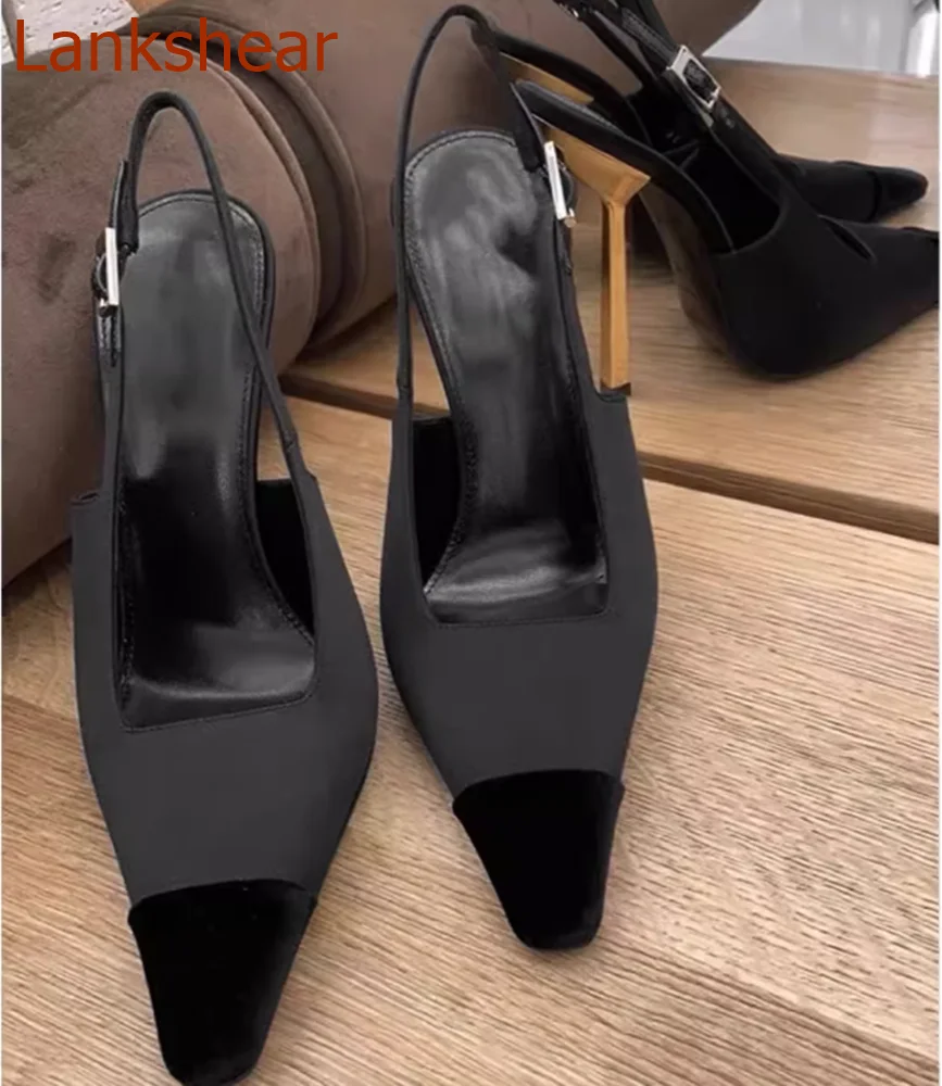 Square Toe Stiletto Heels Women Pumps Solid Slingback Fashion Splicing Fashion Casual Party Sexy  Women Shoes 2024 New Arrivals