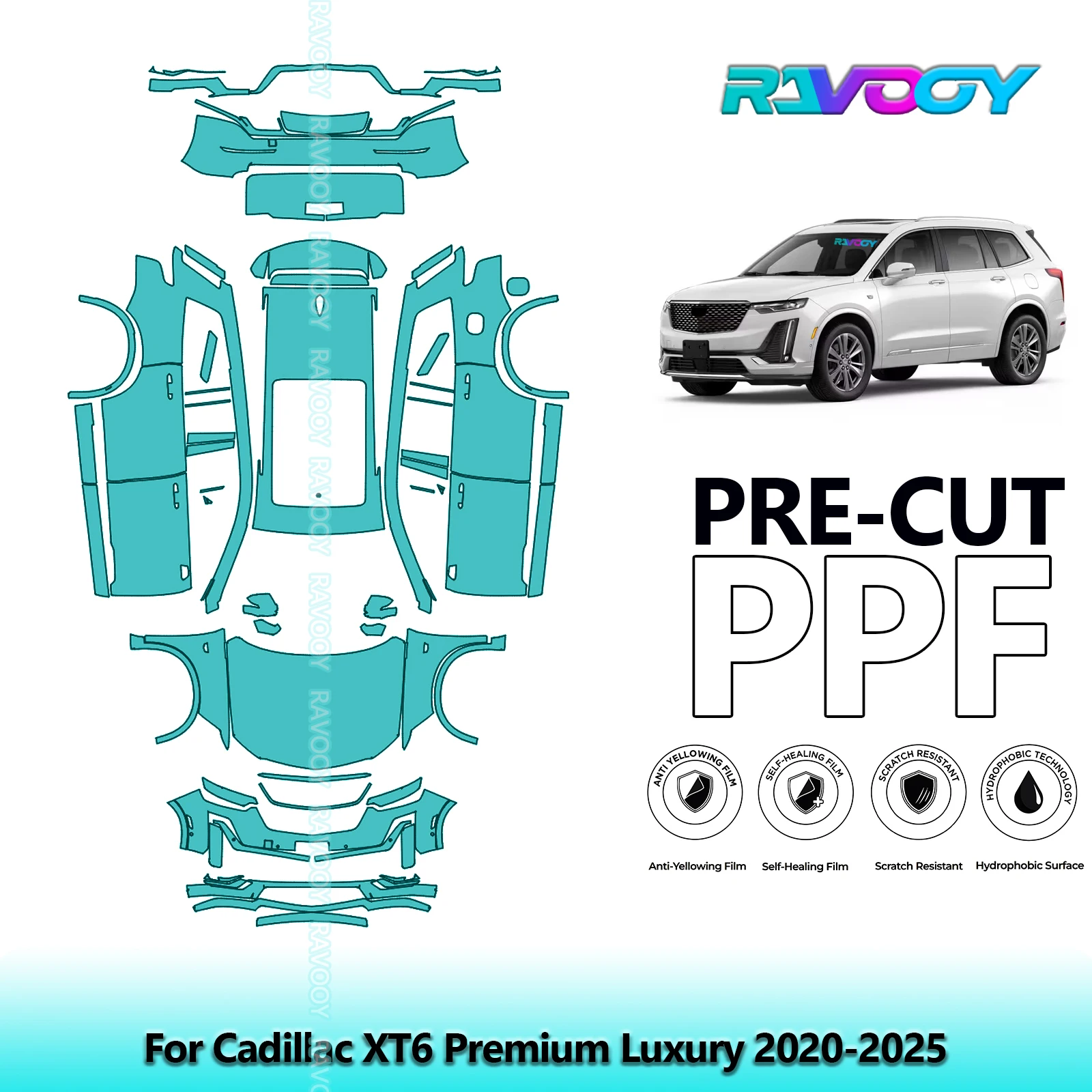 

Car Precut PPF Paint Protection Film Full Vehicle For Cadillac XT6 Premium Luxury 2020-2025