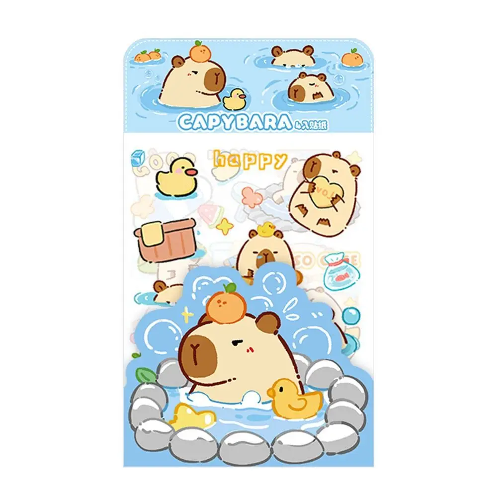 New PET Capybara Sticker Cartoon Material Scrapbooking Capybara Handbook Stickers Stationery Cartoon Decorative Stickers