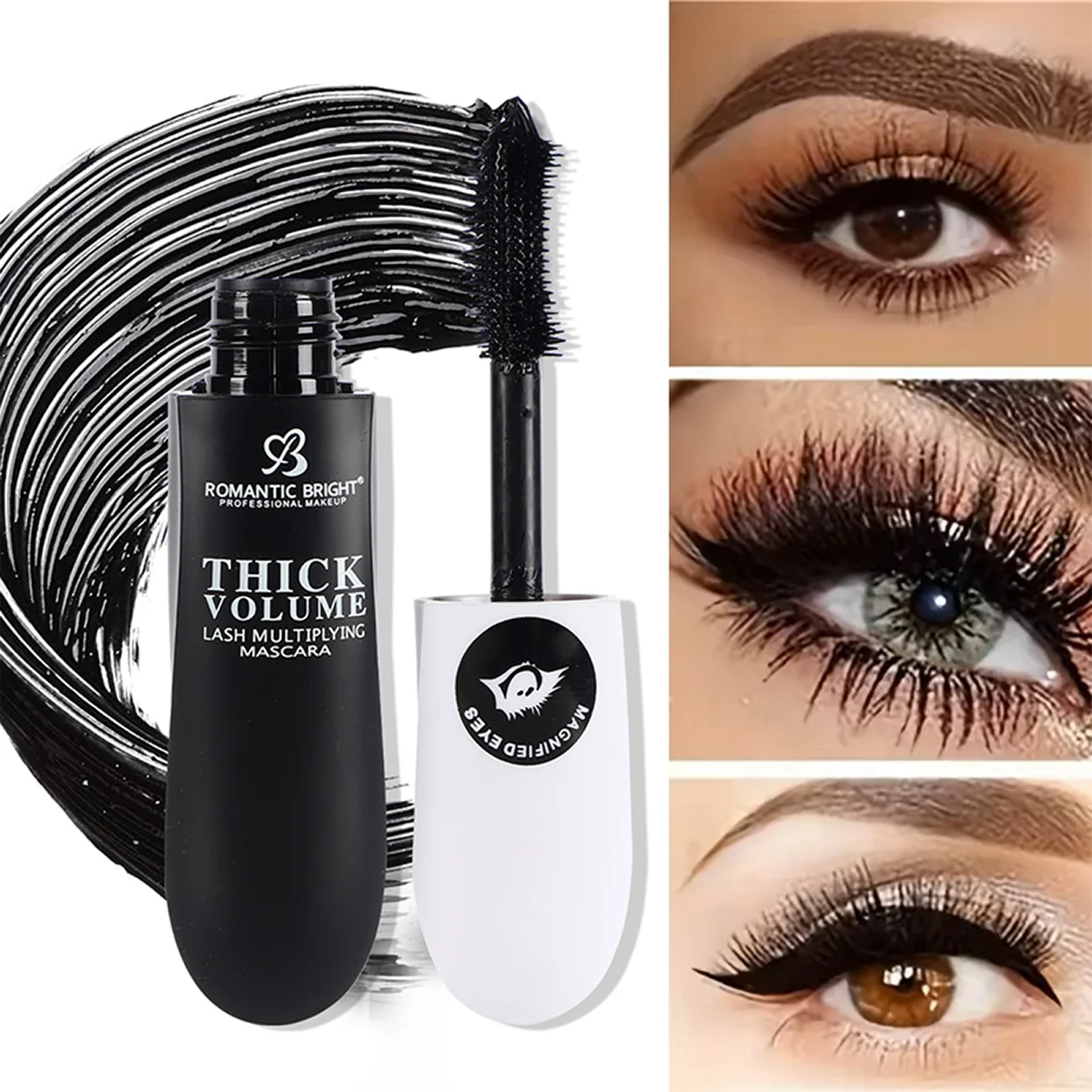 4D Fiber Thick Black Eyeliner: Waterproof, Durable, Curl, Anti - sweat Eyelash Styling Eye Makeup Cosmetics 12ml